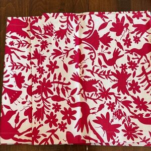 Crate&Barrel Red and White Floral Table Linen